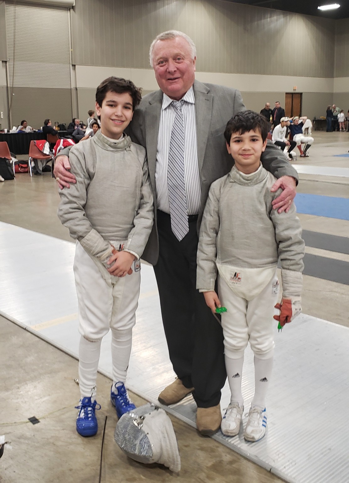 Vladimir Lilov with Benjamin Gurewich and a fellow young fencer